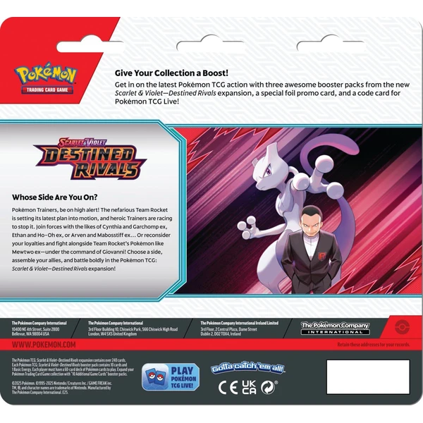 Pokémon TCG: SV10 Destined Rivals - 3 Blister Booster - Pokémon karty - Obrázok 898F000J01