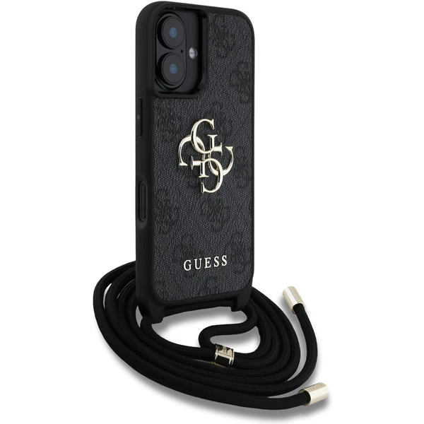 Guess PU 4G Metal Logo Crossbody popruh kryt iPhone 16 čierny - Puzdra - Obrázok 898e59abbe644d5cbc2510e56baf1d64