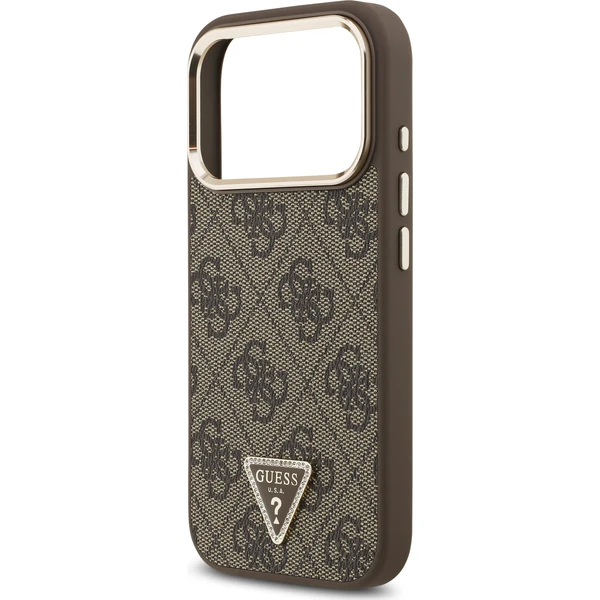 Guess PU Leather 4G Strass Triangle Logo Gold Frame MagSafe Zadný kryt pre iPhone 18 Pro Brown - Puzdra - Obrázok 8998b40856d540109e28af208c3c0374