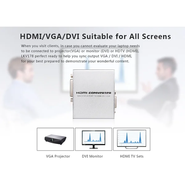PremiumCord Mini DisplayPort -> HDMI/DVI-I/VGA redukcia strieborná - Káble a redukcie - Obrázok 89H0000401