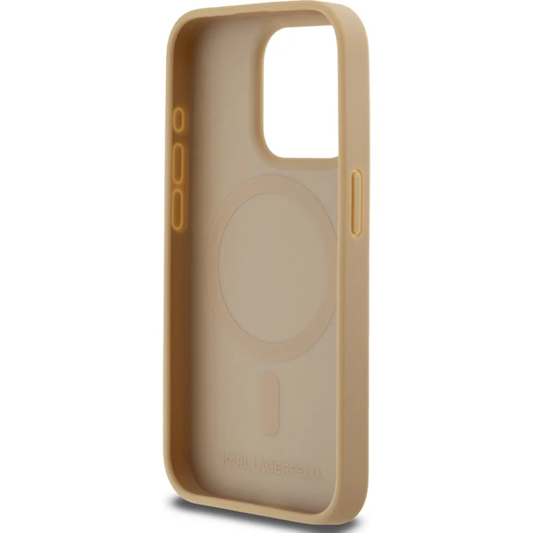 Karl Lagerfeld PU Leather Monogram Metal Logo MagSafe zadný kryt iPhone 14 Pro Max béžový - Puzdra - Obrázok 89N5000J01