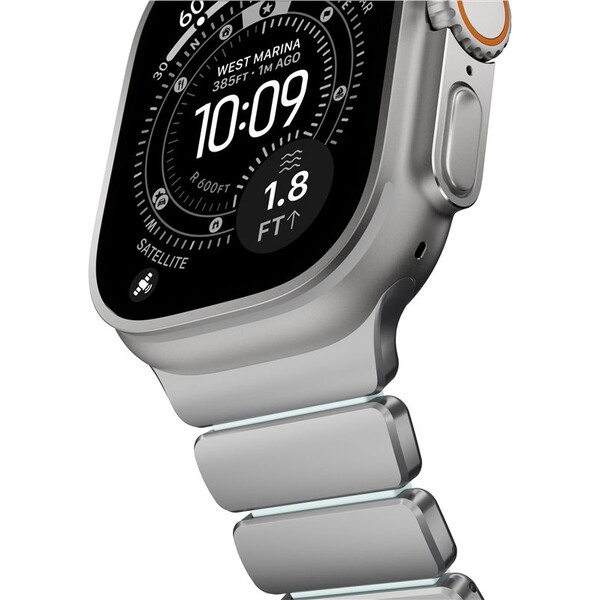 Náramok Nomad Stratos Band FKM Apple Watch 45/46/49mm Natural Titanium/Icy Blue - Remienky - Obrázok 89a304ab9f36497f9fe8662c3568ce84