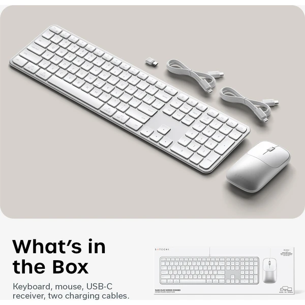 Satechi Slim CEX3 Wireless Combo (Keyboard and Mouse) - US English - Silver - Klávesnicové sety - Obrázok 89ac2ee60e7a4ba08b2653b8c686fcd1