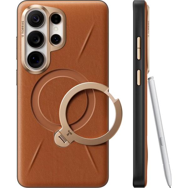 Torras Ostand Q3 VegSkin MagSafe kryt Samsung Galaxy S26 Ultra amber brown - Puzdra - Hlavný obrázok