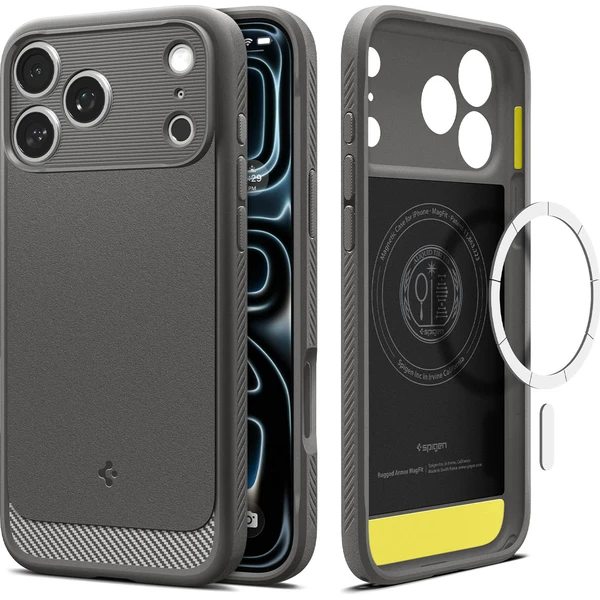 Spigen Rugged Armor MagSafe kryt iPhone 18 Pro Max/17 Pro Max sivý - Puzdra - Hlavný obrázok