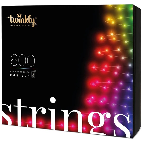 Twinkly Strings Multi-Color múdre žiarovky na stromček 600 ks 48m čierny kábel - Svietidlá - Hlavný obrázok