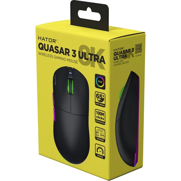 HATOR Quasar 3 ULTRA 8K+8K bezdrôtová herná myš čierna - Myši - Obrázok 8AAE000J01