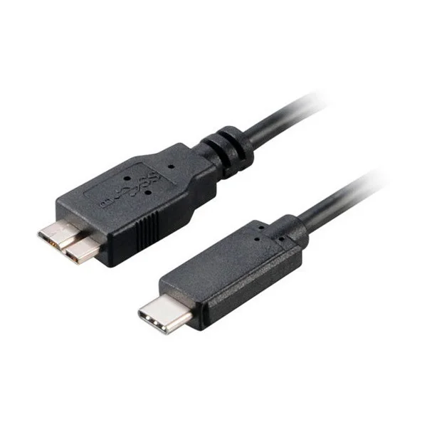 Akasa SuperSpeed+ USB-C/MicroUSB-B kábel 1m čierny - Káble a redukcie - Hlavný obrázok