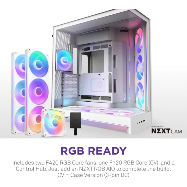 NZXT H9 Flow RGB+ biela - Počítačové skrine - Obrázok 8B7K000K01