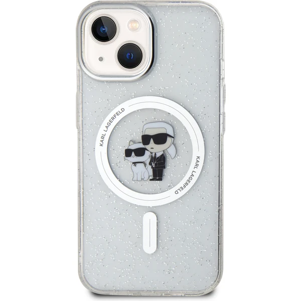 Karl Lagerfeld IML Glitter Karl a Choupette MagSafe kryt iPhone 15 číry - Puzdra - Obrázok 8BI8000601