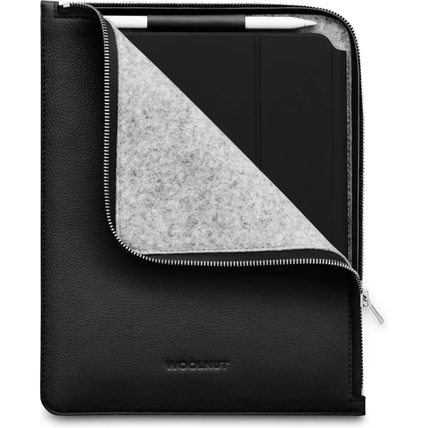 Woolnut kožené puzdro Folio na iPad Pro 11"/iPad Air 11" čierne - Puzdra - Hlavný obrázok