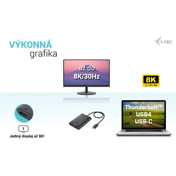 i-tec USB-C/2x HDMI redukcia čierna - Káble a redukcie - Obrázok 8CAS100501
