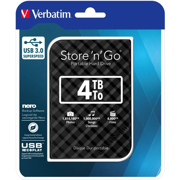 VERBATIM Store 'n' Go HDD 4TB USB 3.0 SuperRYCHOTADIS_Kd GEN2 čierny  - Pevné disky - Obrázok 8CL8700301