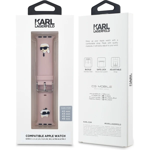 Karl Lagerfeld Karl and Choupette Head NFT remienok pre Apple Watch 42/44/45/46/49 ružový - Remienky - Obrázok 8CN5000J01