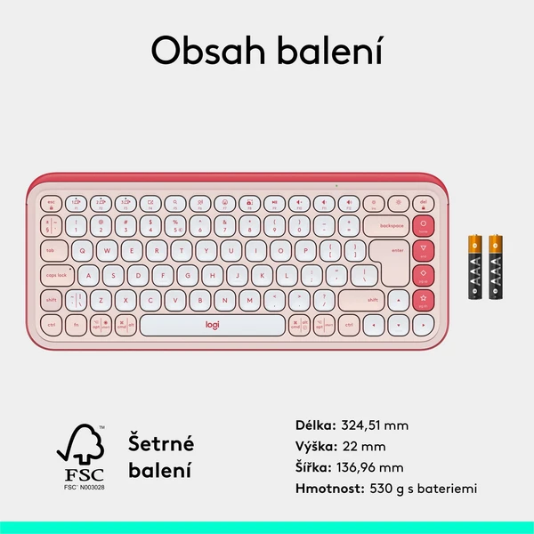 Logitech POP ICON KEYS (US) klávesnica ružová - Klávesnice - Obrázok 8CU8000O01