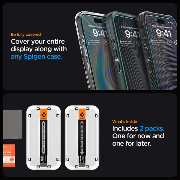 Spigen Glass tR EZ Fit 2 Pack tvrdené sklo iPhone 15 Pro Max číre - Ochranné fólie a sklo - Obrázok 8CZ8000601
