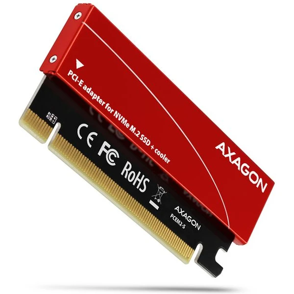 AXAGON PCEM2S PCIe x16 M.2 NVMe Mkey slot adaptér + pasívny chladič - Radiče - Hlavný obrázok