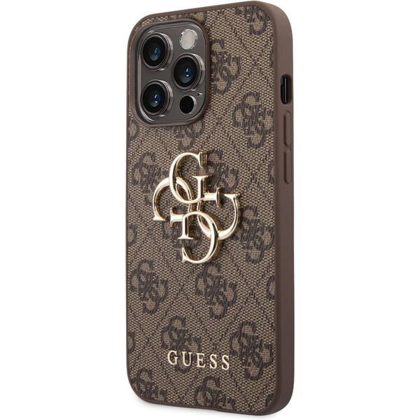 E-shop Guess PU 4G Metal Logo kryt iPhone 14 Pro Max hnedý