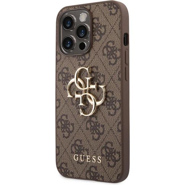 Guess PU 4G Metal Logo kryt iPhone 14 Pro Max hnedý - Puzdra - Hlavný obrázok