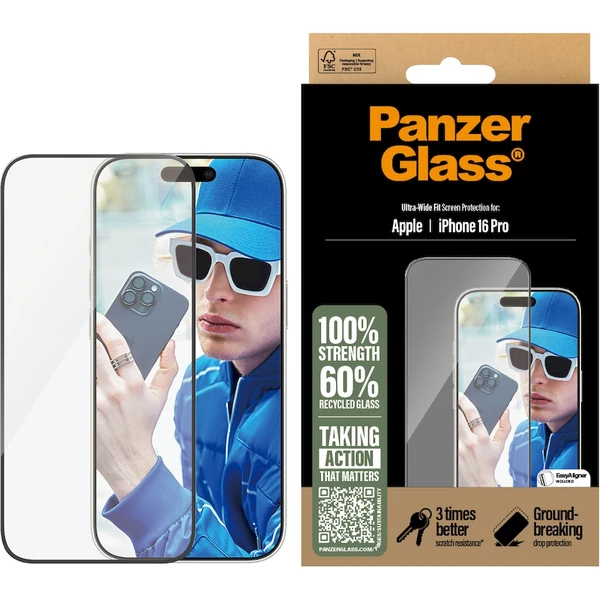 PanzerGlass® Ultra-Wide Fit Apple iPhone 16 Pro s inštalačným rámčekom - Ochranné fólie a sklo - Obrázok 8G08000P01
