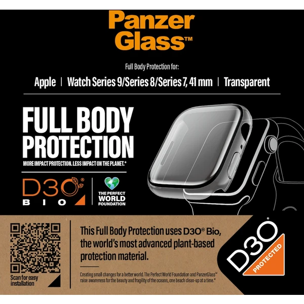 PanzerGlass Apple Watch 9/8/7 (41mm) ochranný kryt s D3O - číry rámček - Puzdra - Obrázok 8GC1000O01
