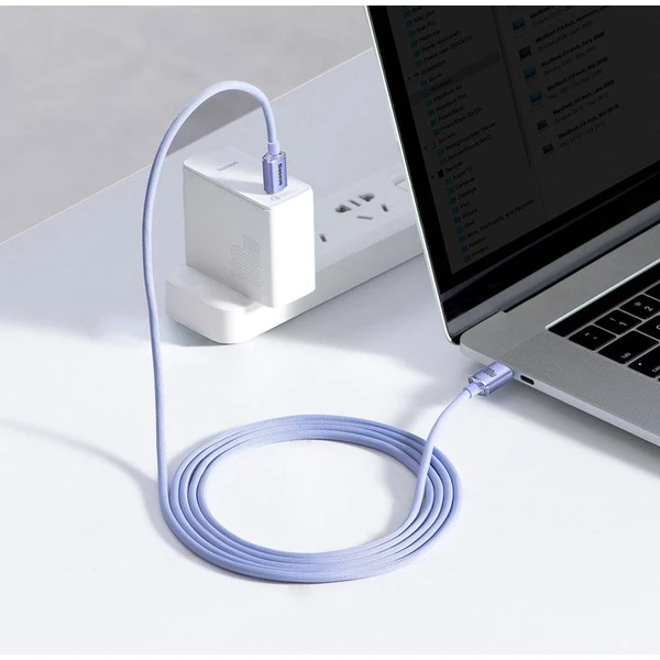 Baseus CAJY000705 Crystal Shine Series Dátový Kábel USB-C - USB-C 100W 2m Purple - Káble - Obrázok 8GRL100501