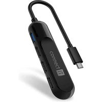 CONNECT IT USB-C hub USB 3.0 4 porty čierny - USB huby