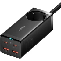 Baseus GaN3 Pre rýchlonabíjačka 2x USB-C, 2x USB + AC 100W s káblom USB-C/USB-C čierna - Nabíjačky