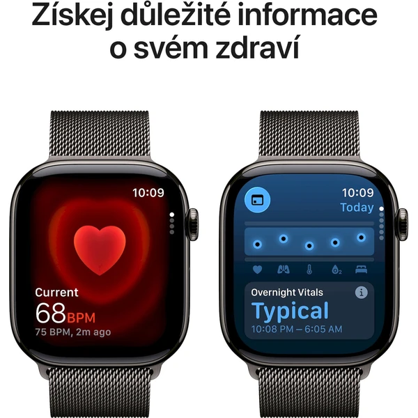 Apple Watch Series 11 Cellular (46mm) Bridlicovo šedý titán s bridlicovo šedým milánskym ťahom S/M - Inteligentné hodinky - Obrázok 8HQH000K01