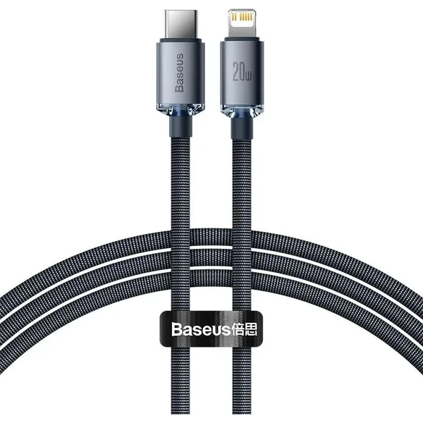 Baseus CAJY000201 Crystal Shine Series Dátový Kábel USB-C - Lightning 20W 1,2m Black - Káble - Hlavný obrázok