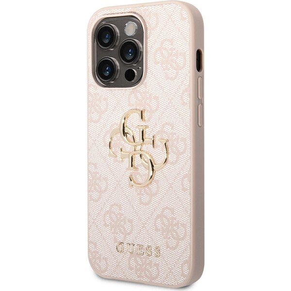 E-shop Guess PU 4G Metal Logo kryt iPhone 14 Pro ružový