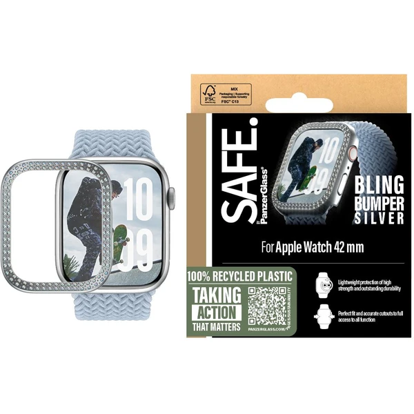 PanzerGlass® SAFE Apple Watch 10/11 (42mm) bumper trblietavo strieborný rámček - Puzdra - Obrázok 8HWA000L01