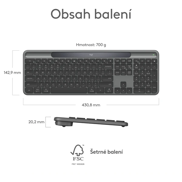 Logitech K980 Signature Slim Solar+ bezdrôtová klávesnica čierna US - Klávesnice - Obrázok 8IRI000K01