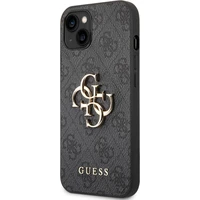 Guess PU 4G Metal Logo Zadný Kryt pre iPhone 14 Grey - Puzdra
