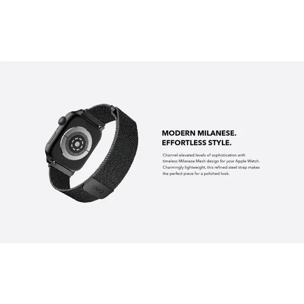 UNIQ Dante oceľový remienok Apple Watch 42/41/40/38mm grafitový - Remienky - Obrázok 8L50300401