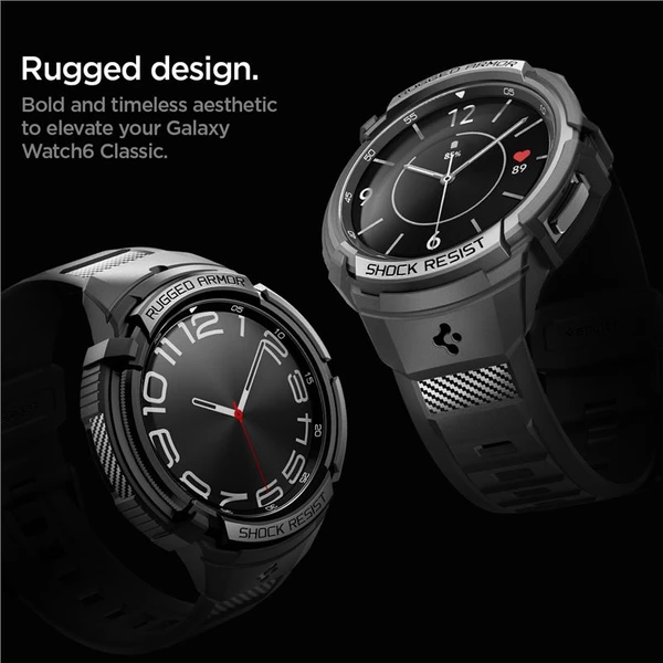 Spigen Rugged Armor Pre púzdro Samsung Galaxy Watch6 Classic 47mm čierne - Puzdra - Obrázok 8OV3000N01