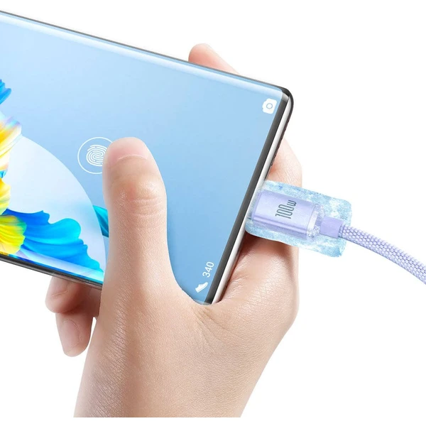 Baseus CAJY000405 Crystal Shine Series Dátový Kábel USB - USB-C 100W 1,2m Purple - Káble - Obrázok 8PRL100501