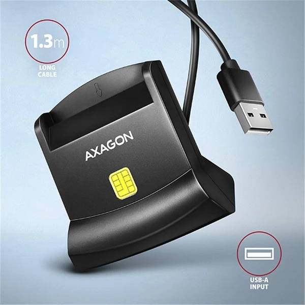 AXAGON CRE-SM4N USB-A StandReader čítačka kontaktných kariet Smart card 1.3m - Čítačky čipových kariet - Obrázok 8PS6000701