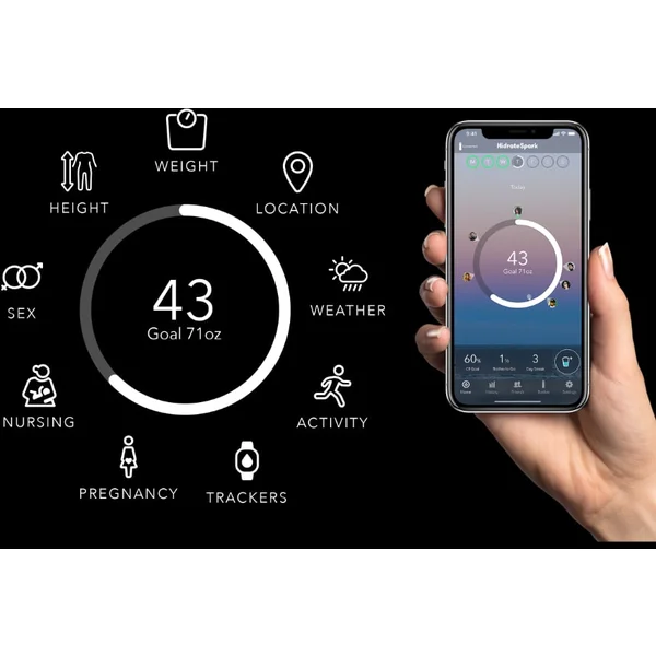 HidrateSpark bluetooth múdra fľaša so slamkou čierna - Inteligentné fľaše - Obrázok 8TXEF00101