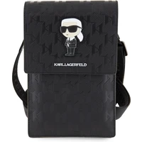 Karl Lagerfeld Saffiano Monogram Ikonik NFT Peňaženka Taška púzdro čierne - Popruhy a crossbody