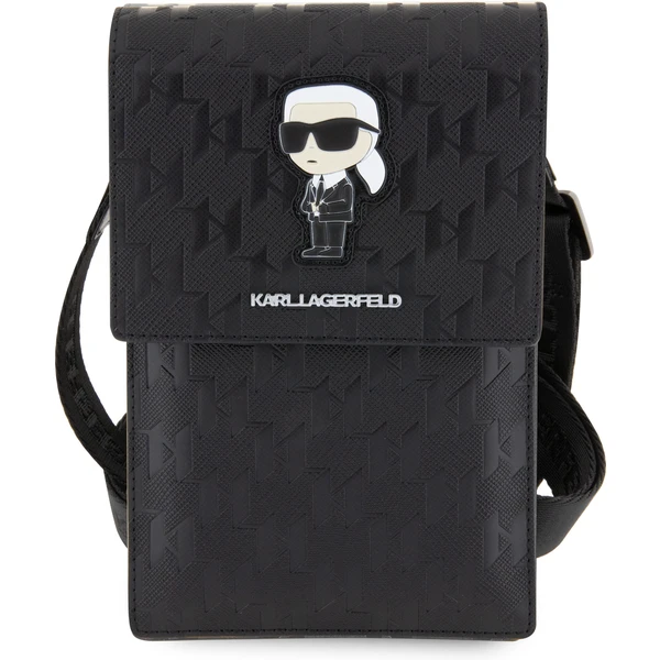 Karl Lagerfeld Saffiano Monogram Ikonik NFT Peňaženka Taška púzdro čierne - Popruhy a crossbody - Hlavný obrázok