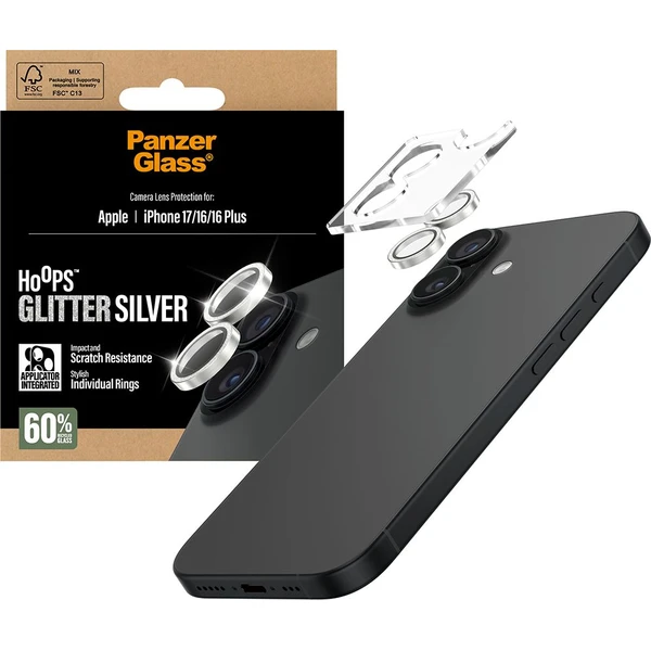 PanzerGlass® Hoops skla Apple iPhone 17/16/16 Plus trblietavo strieborné - Ochranné fólie a sklo - Obrázok 8YEH000K01
