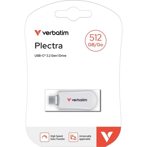 VERBATIM Plectra 512GB USB-C 3.2 Gen 1 flashdisk biely - Flashdisky - Obrázok 8ZIL000K01