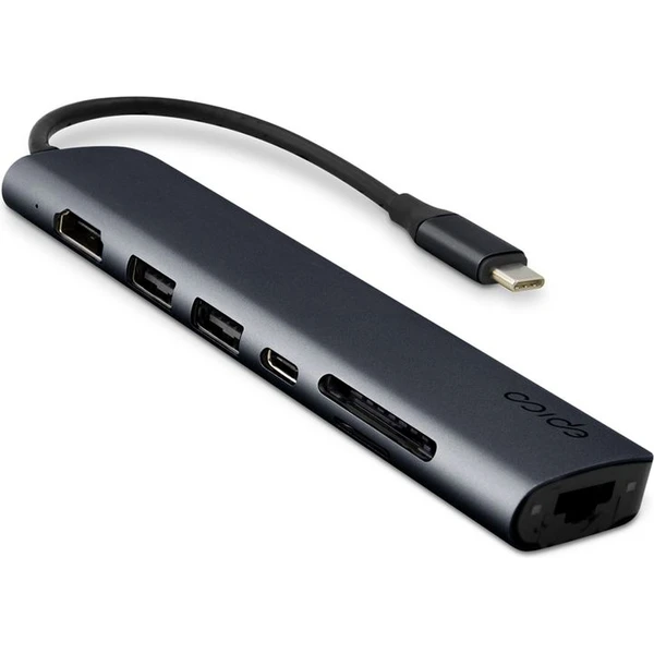 Epico 7v1 hliníkový húb 8K s USB-C tmavo atramentový - USB huby - Obrázok 8ZMJ000K01