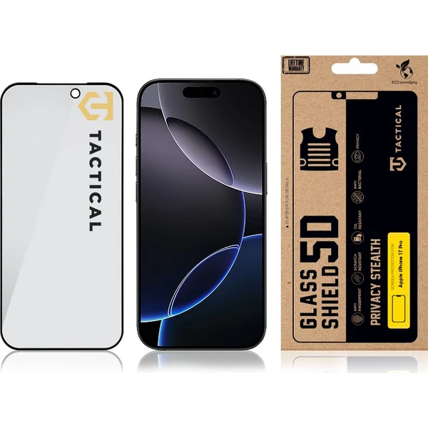 Tactical Glass Shield Privacy Stealth 5D sklo Apple iPhone 17 Pro čierne - Ochranné fólie a sklo - Obrázok 8a1efdefcfcb470caecb214e742c449e