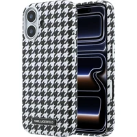 Karl Lagerfeld PU Houndstooth Resin Plate MagSafe kryt iPhone 17 čierny - Puzdra