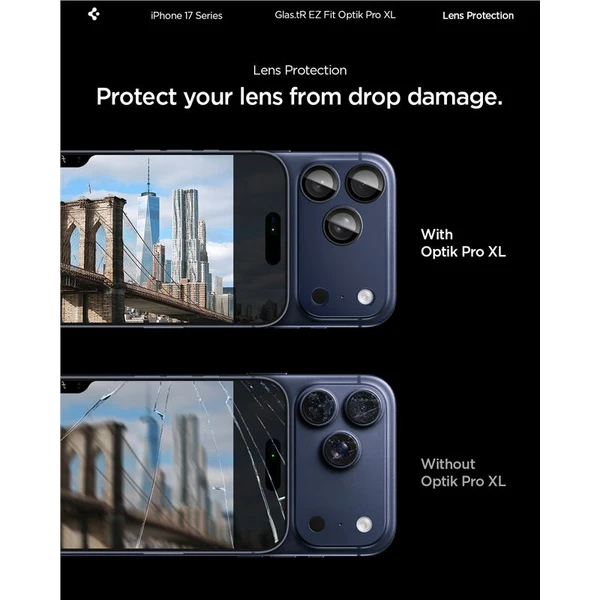 Spigen Glass TR EZ Fit Optik Pro XL sklo na fotoaparát iPhone 17 Pro Max tmavo modré - Ochranné fólie a sklo - Obrázok 8a40bdbdb4a04e848953f693946a6bde