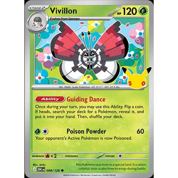 Vivillon (30C 008) - 30th Celebration [Holo] - Kusové karty - Hlavný obrázok