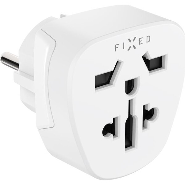 E-shop FIXED EU cestovný adaptér 2 pre pripojenie UK, US, AUS zariadení do EU zásuviek, biely