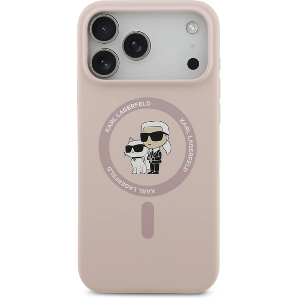 Karl Lagerfeld Liquid Silicone Karl a Choupette MagSafe kryt iPhone 17 Pro Max ružový - Puzdra - Obrázok 8aa0c6b5ef39491c8a4659c25392c01d